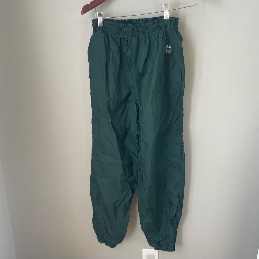 Vintage USA Olympics Track Pants Youth Large Fit 26x26 green Parachute Baggy 90s